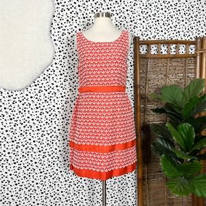 Anthropologie | Leifsdottir Sweet Tangelo Coral White Embroidered Scallop Dress